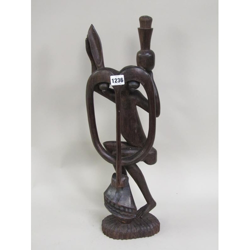 1236 - CARVED AFRICAN FIGURE, 56CM H