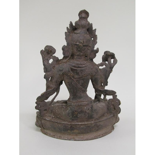 1246 - BRONZED CAST FIGURE OF A DEITY, 20CM H