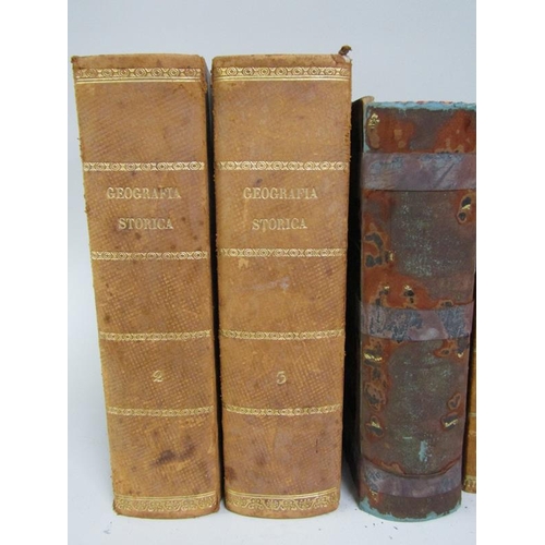 1256 - QTY OF LEATHER BOUND BOOKS TO INCL VOLUMES II & III OF GEOGRAFIA STORICA