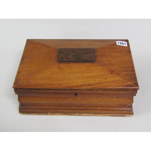 1261 - 19C MAHOGANY BOX, 30CM W