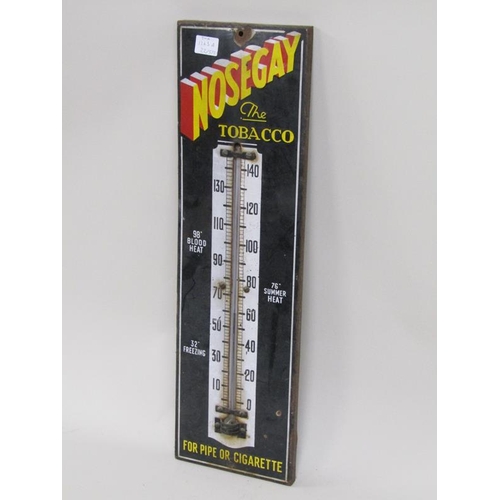 1263A - VINTAGE NOSEGAY TOBACCO ADVERTISING THERMOMETER PLAQUE, 61.5CM L