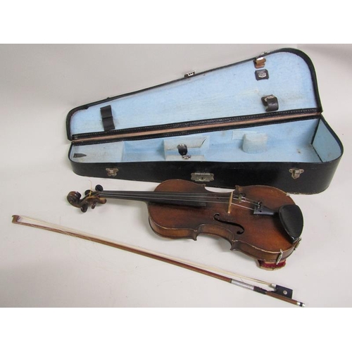 1274 - VIOLIN AND BOW IN CASE, CASE 77CM L