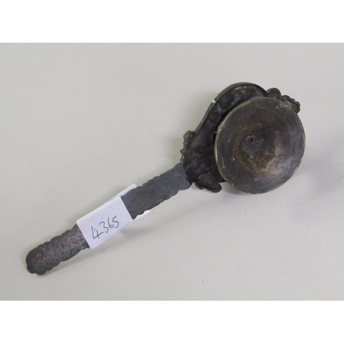 1314 - CAST BRONZED CHAMBER STICK, 21CM L