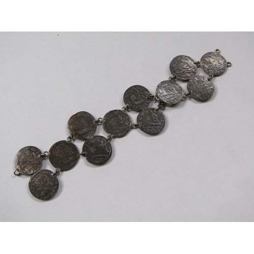 1391 - CONTINENTAL SILVER COIN BRACELET