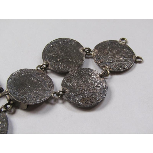 1391 - CONTINENTAL SILVER COIN BRACELET