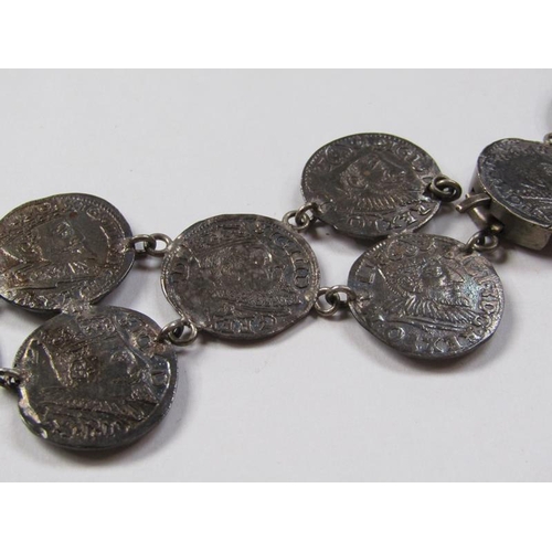 1391 - CONTINENTAL SILVER COIN BRACELET