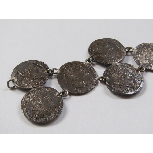 1391 - CONTINENTAL SILVER COIN BRACELET