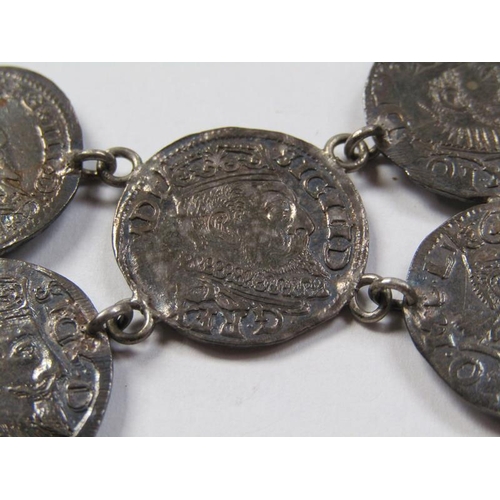 1391 - CONTINENTAL SILVER COIN BRACELET