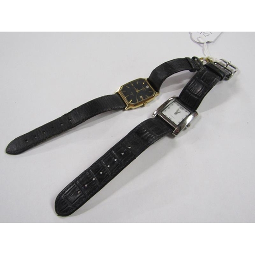 1395A - GIANNI VECCI GENTS WATCH WITH LEATHER STRAP TOGETHER WITH A ROTARY DIAMOND Q GENTS WATCH ON LEATHER ... 