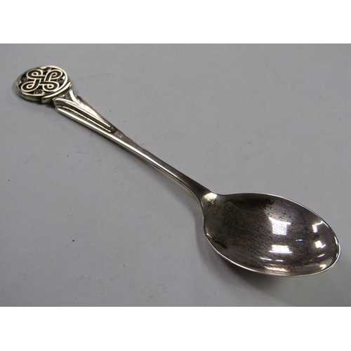 1414 - SILVER SMALL LADLE, SILVER PRESERVE SPOON AND A SINGLE SOUVENIER SPOON