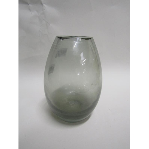 1630 - HOLMEGAARD SMOKED GREY OVOID VASE, 15CM H