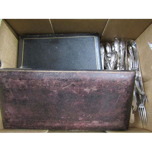 1590 - BOX OF MIXED SILVER PLATED CUTLERY