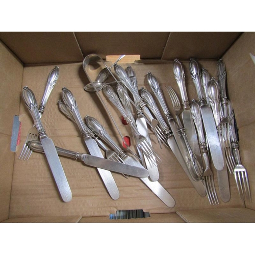 1590 - BOX OF MIXED SILVER PLATED CUTLERY