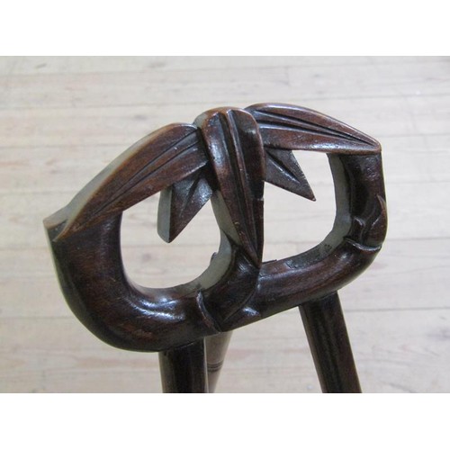 1264A - ORIENTAL CARVED WOODEN EASEL STAND, 60CM H