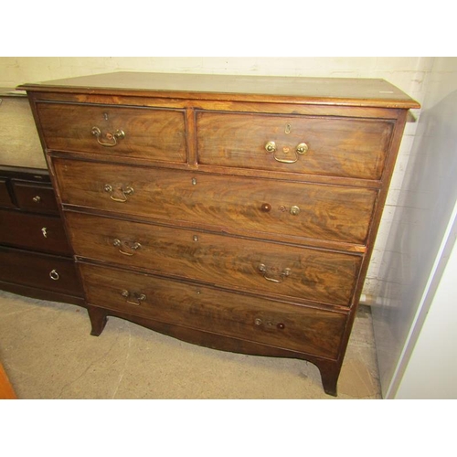 15 - GEORGIAN MAHOGANY CHEST OF TWO SHORT AND THREE LONG DRAWERS, 110CM W, 105CM H