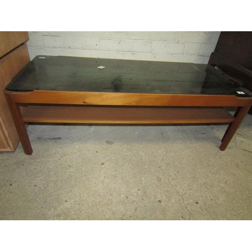 6 - TEAK AND GLASS COFFEE TABLE