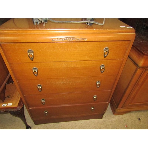 26 - 1930'S OAK FIVE DRAWER CHEST