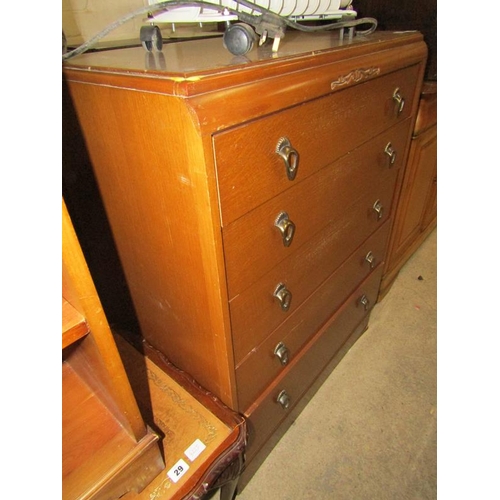 26 - 1930'S OAK FIVE DRAWER CHEST