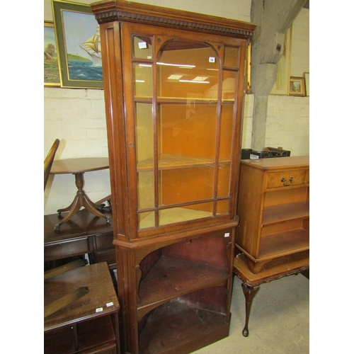 30 - 19C MAHOGANY CORNER CUPBOARD, 194CM H