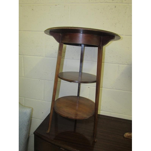 46 - EDWARDIAN INLAID THREE TIER TABLE