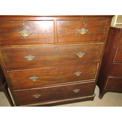 48 - VICTORIAN MAHOGANY CHEST OF TWO SHORT AND THREE LONG DRAWERS, 117CM W, 120CM H