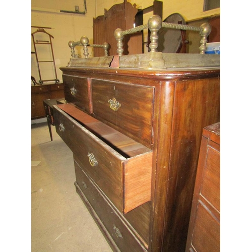 48 - VICTORIAN MAHOGANY CHEST OF TWO SHORT AND THREE LONG DRAWERS, 117CM W, 120CM H