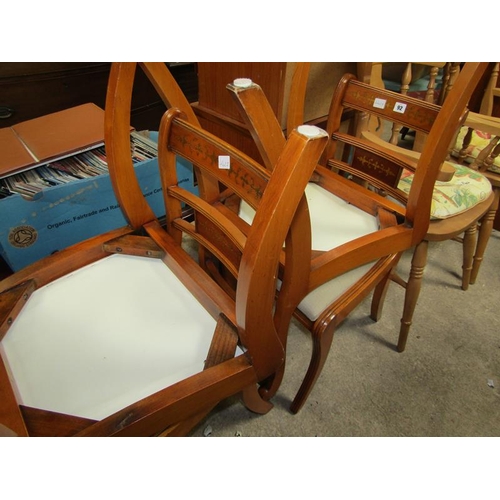 92 - FOUR REGENCY STYLE BRASS INLAID DINING CHAIRS