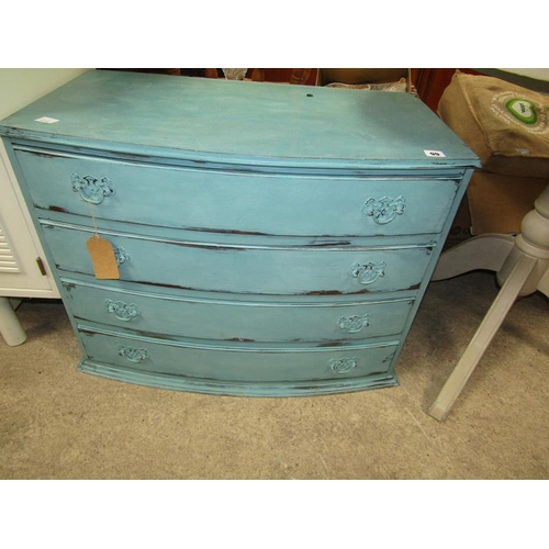 99 - TURQUOISE PAINTED FOUR DRAWER CHEST