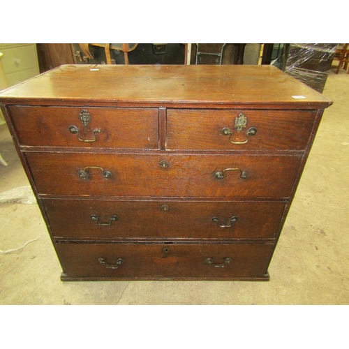 160 - GEORGIAN OAK CHEST OF TWO SHORT AND THREE LONG DRAWERS