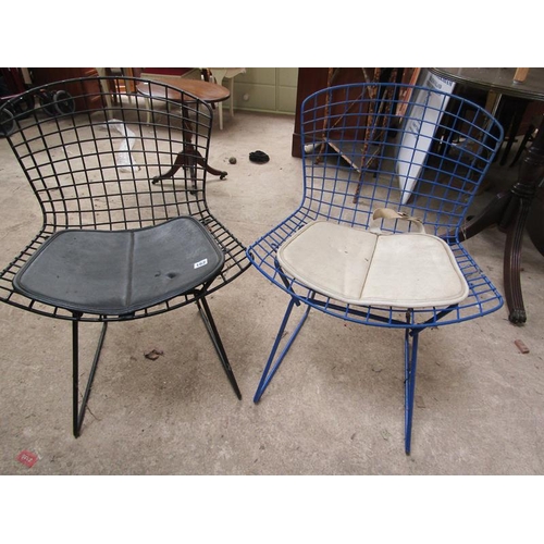 162 - TWO METAL CHAIRS; THREE CHAIR FRAMES (NO LEGS)