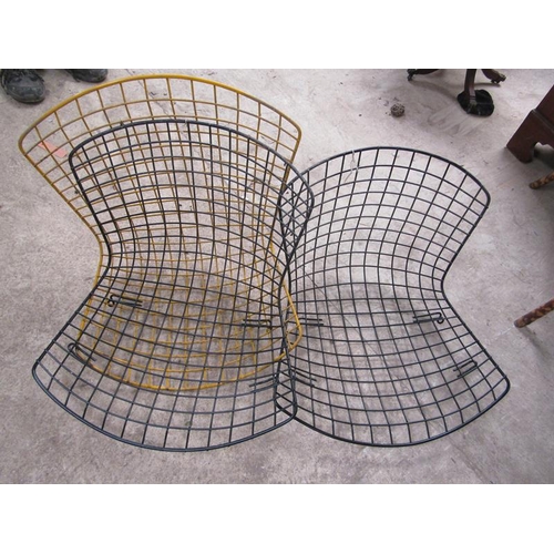 162 - TWO METAL CHAIRS; THREE CHAIR FRAMES (NO LEGS)