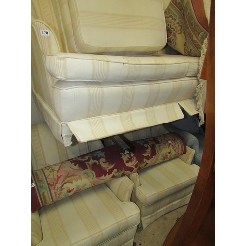 170 - BEIGE TWO SEATER SOFA AND TWO ARMCHAIRS