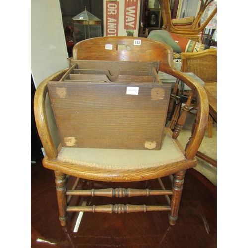 183 - SPINDLEBACK TUB CHAIR; LETTER RACK