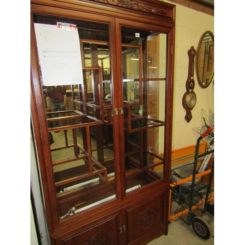 201 - EARLY 20C HARDWOOD MIRRORBACK CHINESE CABINET