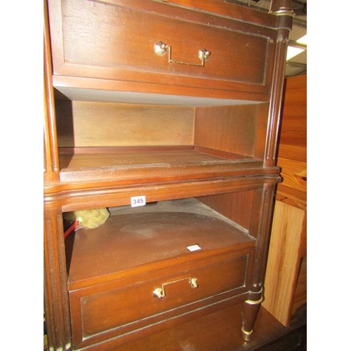 345 - TWO MAHOGANY BEDSIDE TABLES