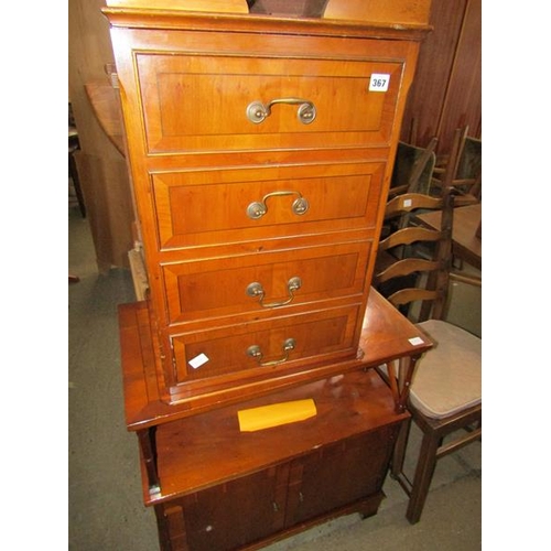 367 - YEW WOOD STEREO CABINET; YEW WOOD CABINET