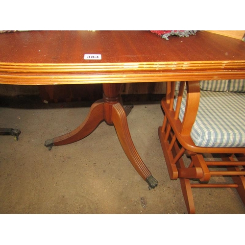 383 - REPRO YEW WOOD D END DINING TABLE