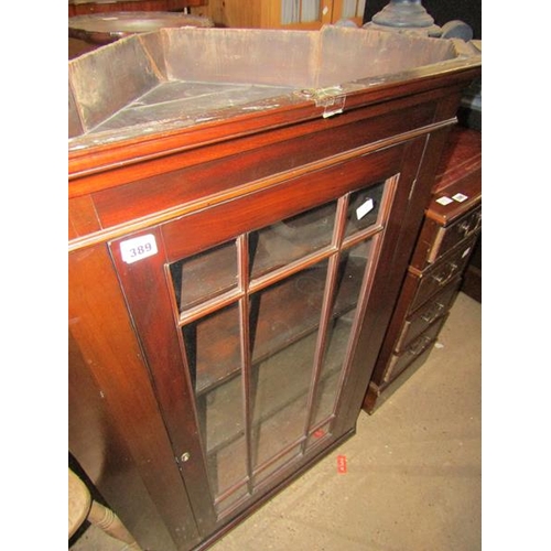 389 - 19C MAHOGANY CORNER CUPBOARD