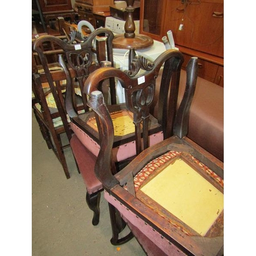 434 - FOUR VICTORIAN WALNUT DINING CHAIRS