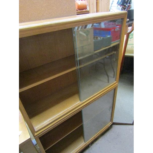 486 - OAK GLAZED BOOKCASE