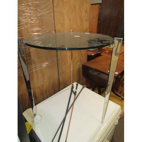 414 - GLASS AND CHROME OCCASIONAL TABLE