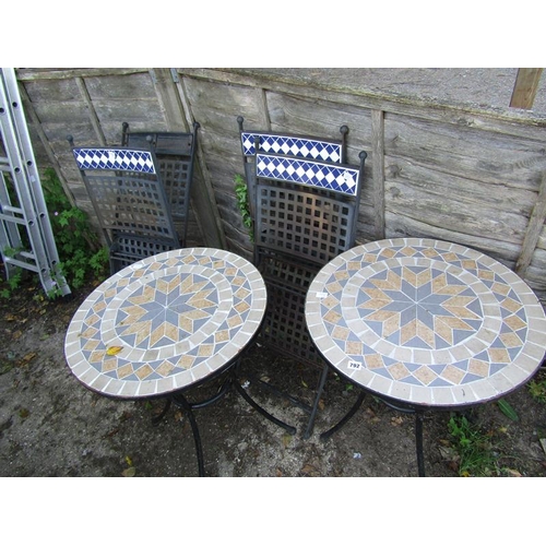 792 - TWO GARDEN TABLES AND CHAIRS