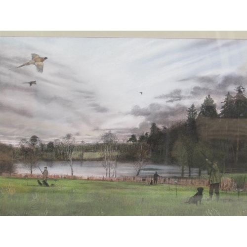 1022 - DON GUNN 1994 - A PHEASANT SHOOT, WATERCOLOUR.  F/G 43 x 28cms