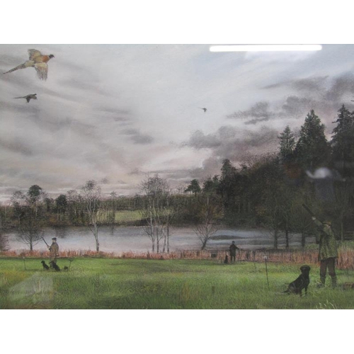 1022 - DON GUNN 1994 - A PHEASANT SHOOT, WATERCOLOUR.  F/G 43 x 28cms