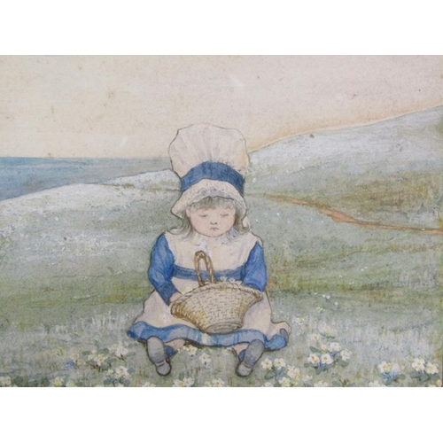 1050 - JOHN G SOWERBY MILLICENT - A LITTLE PET AMONGST THE PRIMROSES, ILLUSTRATION FOR AT HOME, PUBLISHED B... 