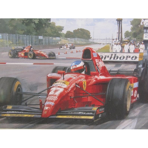 1054 - MICHAEL TURNER - SERIES OF SIX F/G COLOURED PRINTS RELATED TO MOTOR RACING, EACH APPX 15 x 12 cms