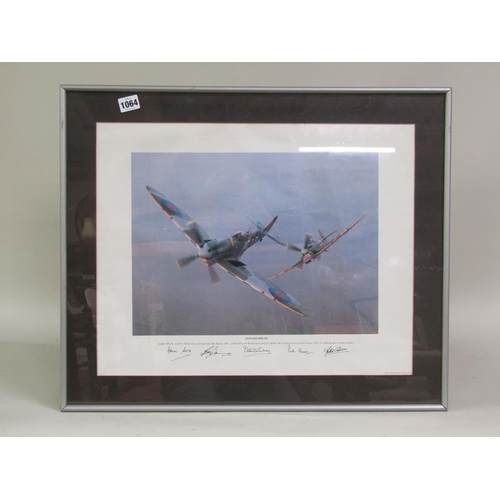 1064 - ARTHUR GIBSON - A PHOTOGRAPH ENTITLED SPITFIRE BREAK.  F/G 40 x 36cms