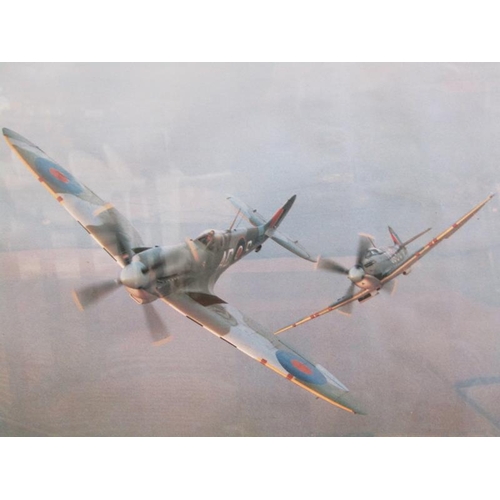 1064 - ARTHUR GIBSON - A PHOTOGRAPH ENTITLED SPITFIRE BREAK.  F/G 40 x 36cms