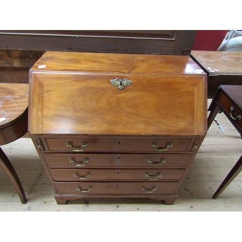 1691 - EARLY 19c MAHOGANY BUREAU WITH FALL FRONT OVER FOUR LONG DRAWERS 84 x 95cmS