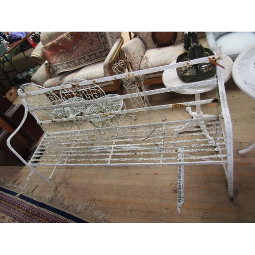 1698 - 19c WHITE PAINTED IRON GARDEN SEAT 160cms W